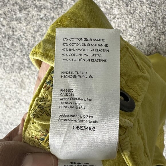 Urban Outfitters Denim Shorts Womens 27 Yellow High Rise Button Fly Lace Up Back - Picture 5 of 7